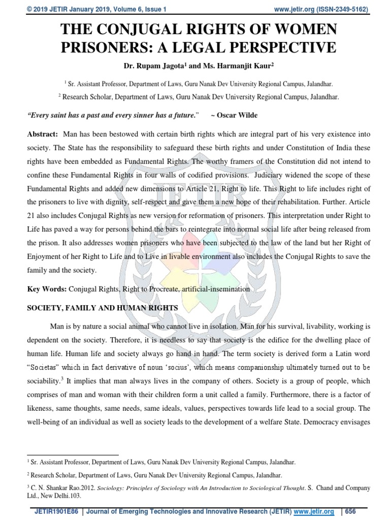 The Conjugal Rights of Women Prisoners A Legal Perspective PDF