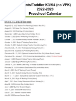 Preschool Calendar 2022-23 Updated