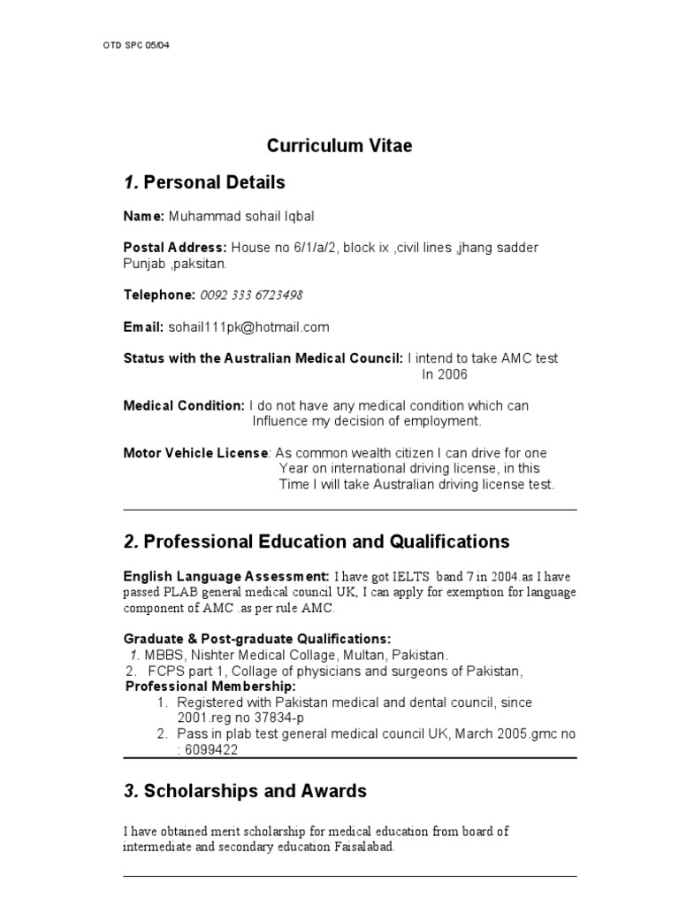 Curriculum vitae template word picture