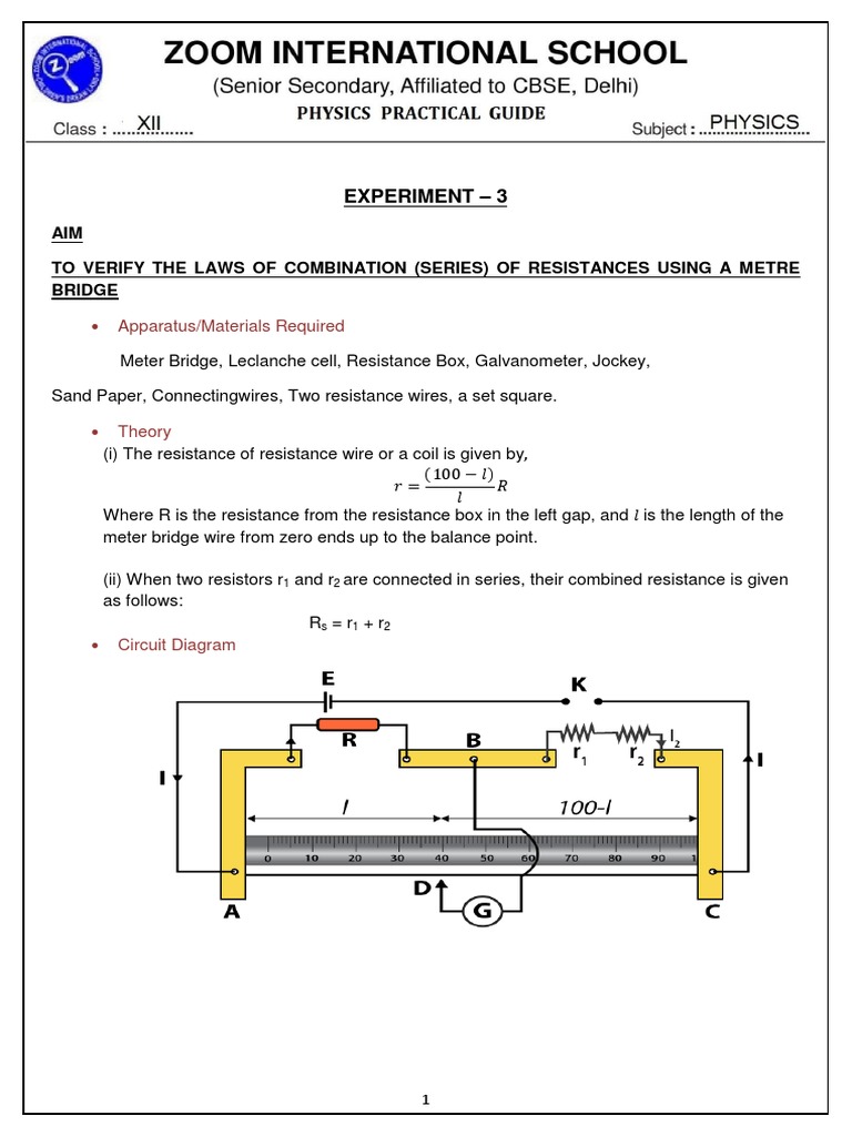 Experiment 3 AIM To Verify The Laws of Combination (Series) of