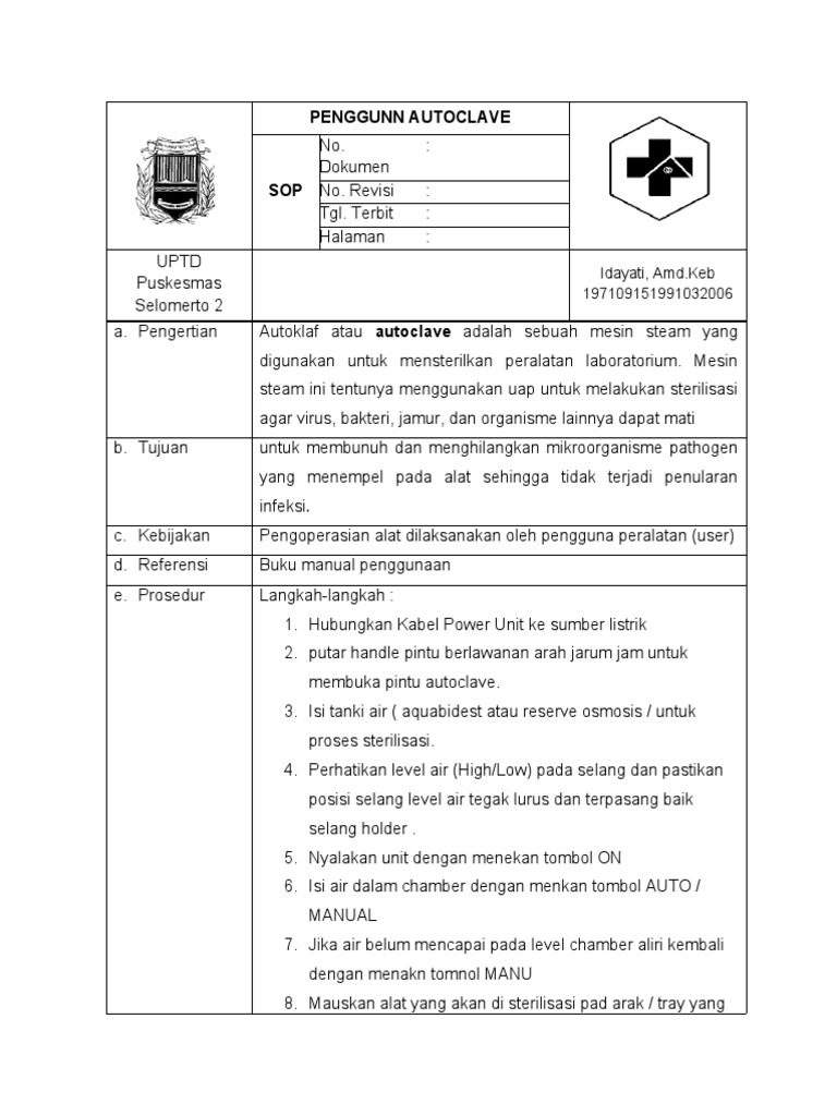 Sop Autoclave PDF