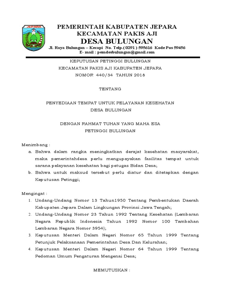 Fasilitas Kesehatan Desa Bulungan | PDF