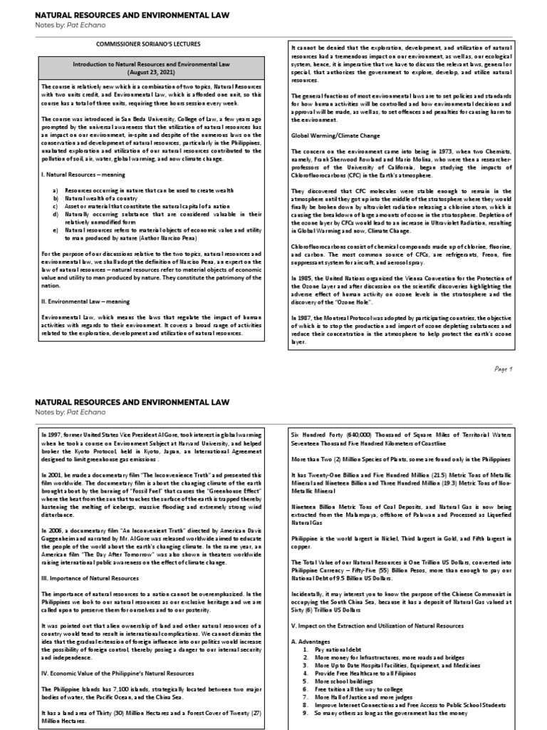 Natural Resources and Environmental Law | PDF | Ozone Depletion ...