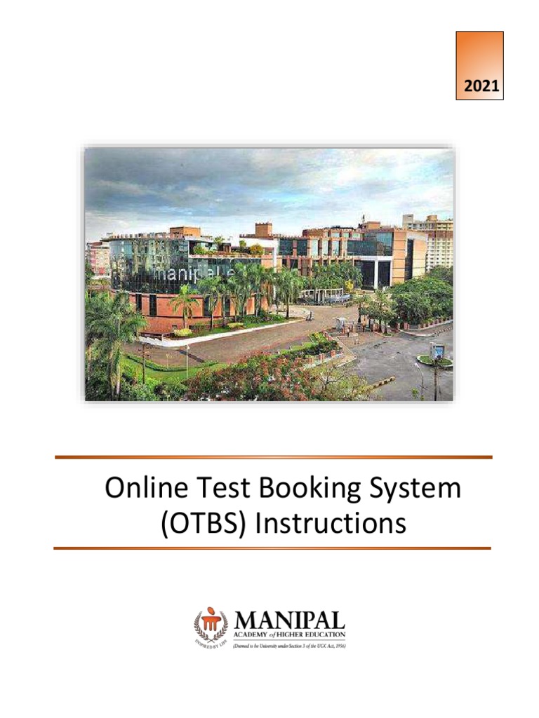 Online Test Booking System (OTBS) Instructions PDF Password Login