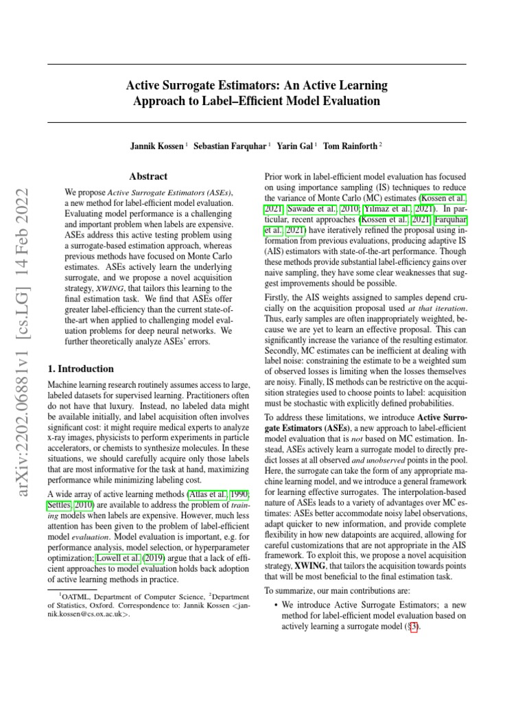 Active Surrogate Estimators for Model Evaluation | PDF | Estimator ...