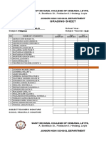 Grading Sheet: A. Bonifacio ST., Poblacion II, Hindang, Leyte