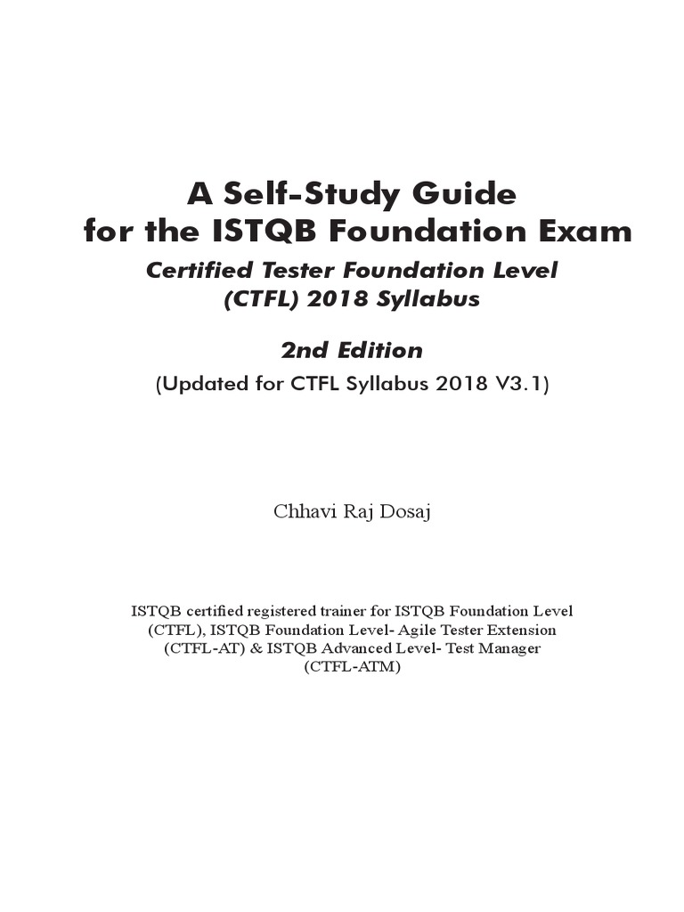 A SelfStudy Guide For The ISTQB Foundation Exam Certified Tester