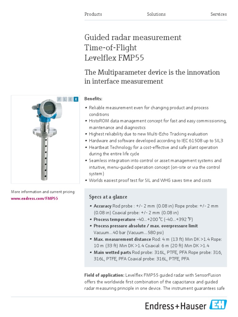 Guided Radar Measurement Time-of-Flight Levelflex FMP55 | PDF | Radar ...