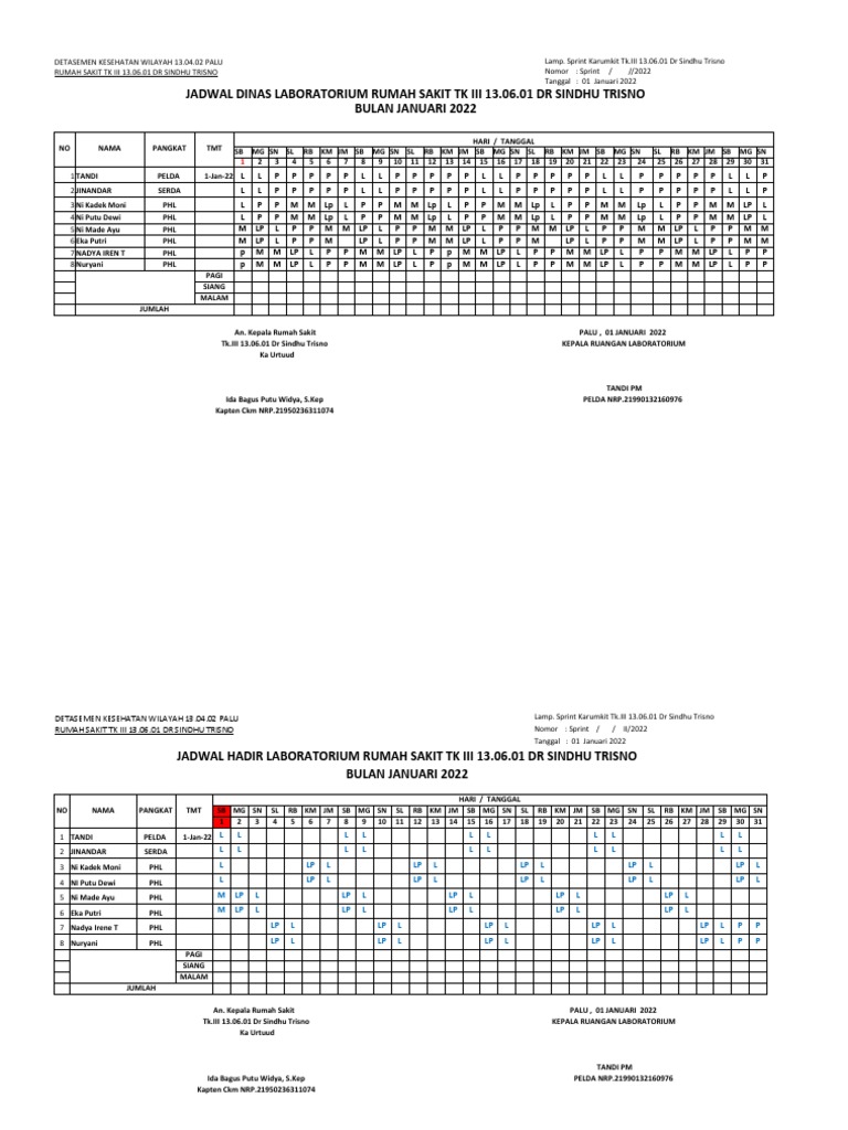 Jadwal Dinas 22 | PDF