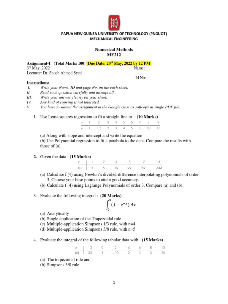 ASSIGNMENT 1 | PDF | Numerical Analysis | Derivative