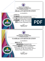 Certificate of PARTICIPATION: Anicia Noree N Marqu EZ