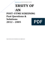Post-Utme Screening Past Questions & Solutions 2012 - 2005: University of Ibadan