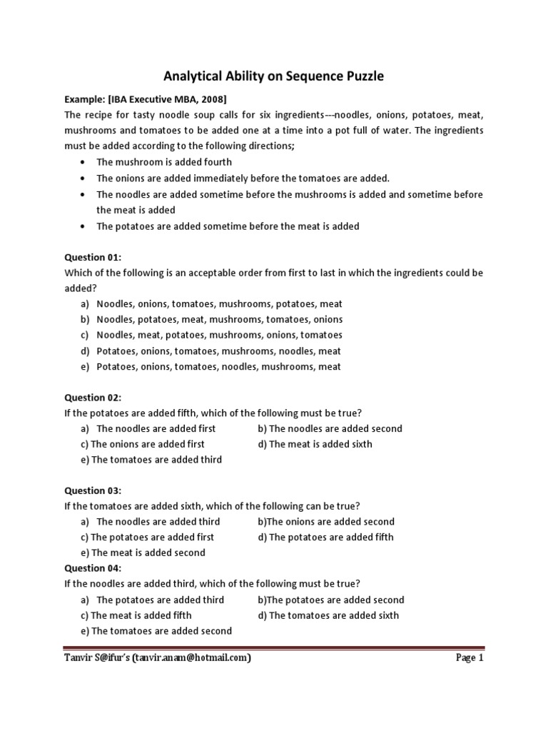 Sequence Puzzle Analytical Ability Test | PDF | Magenta | Yellow