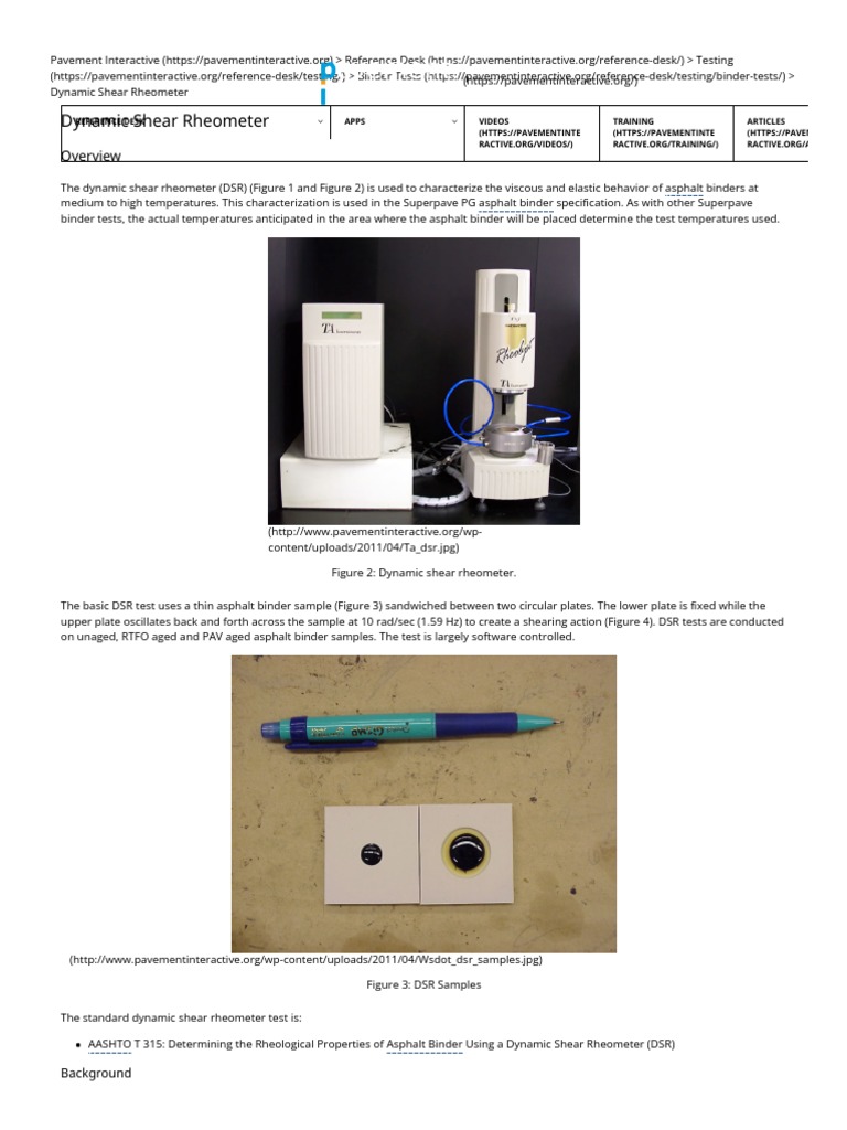 Dynamic Shear Rheometer - Pavement Interactive | PDF | Elasticity ...