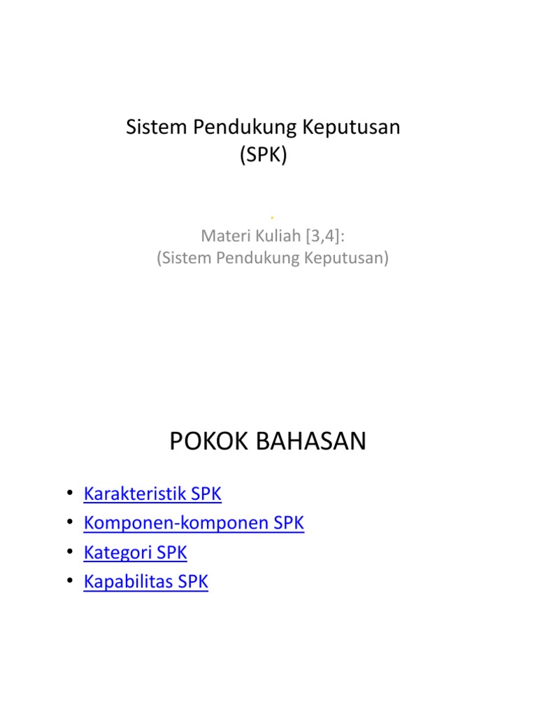 Karakteristik dan Kategori SPK | PDF