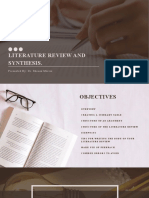 Literature Review and Synthesis.: Presented By: Dr. Sheena Morris