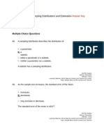 Chapter 08 Sampling Distributions and Estimation: Multiple Choice Questions