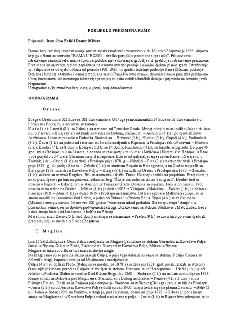 Porijeklo Prezimena Rame | PDF