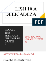 Week 1 Leeson English 10 Delicadeza