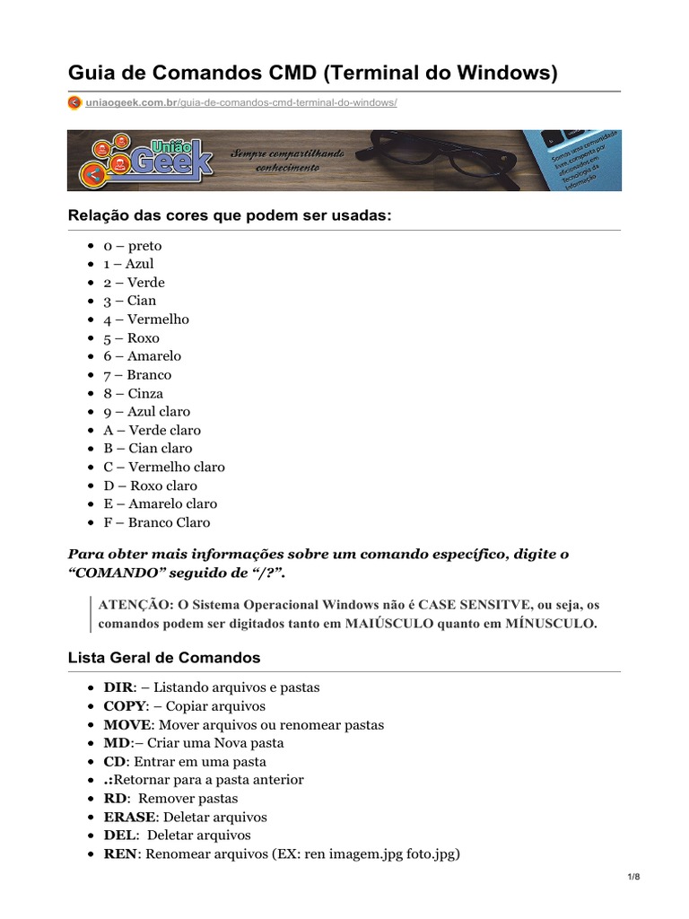 Comandos CMD para Windows | PDF | Microsoft Windows | Rede de computadores