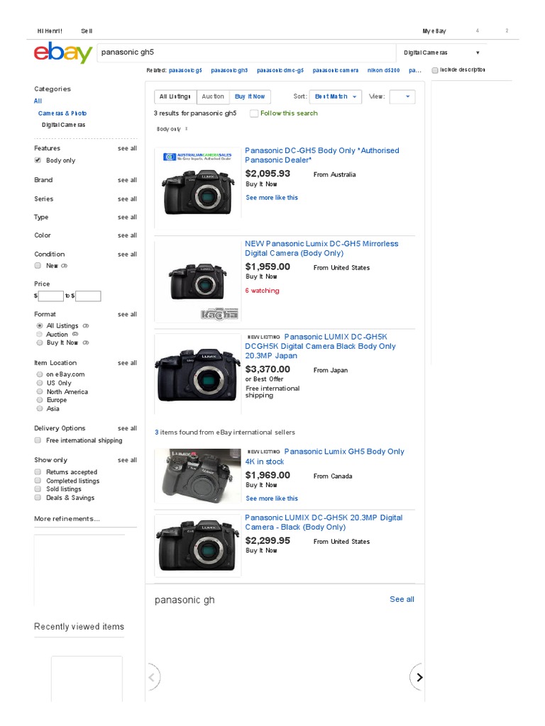 Panasonic gh5 Ebay PDF E Bay Photography Equipment