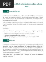 DIVERSIDADE E INCLUSÃO SOCIAL NA SALA DE AULA