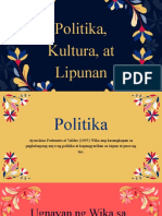 Politika, Kultura, at Lipunan