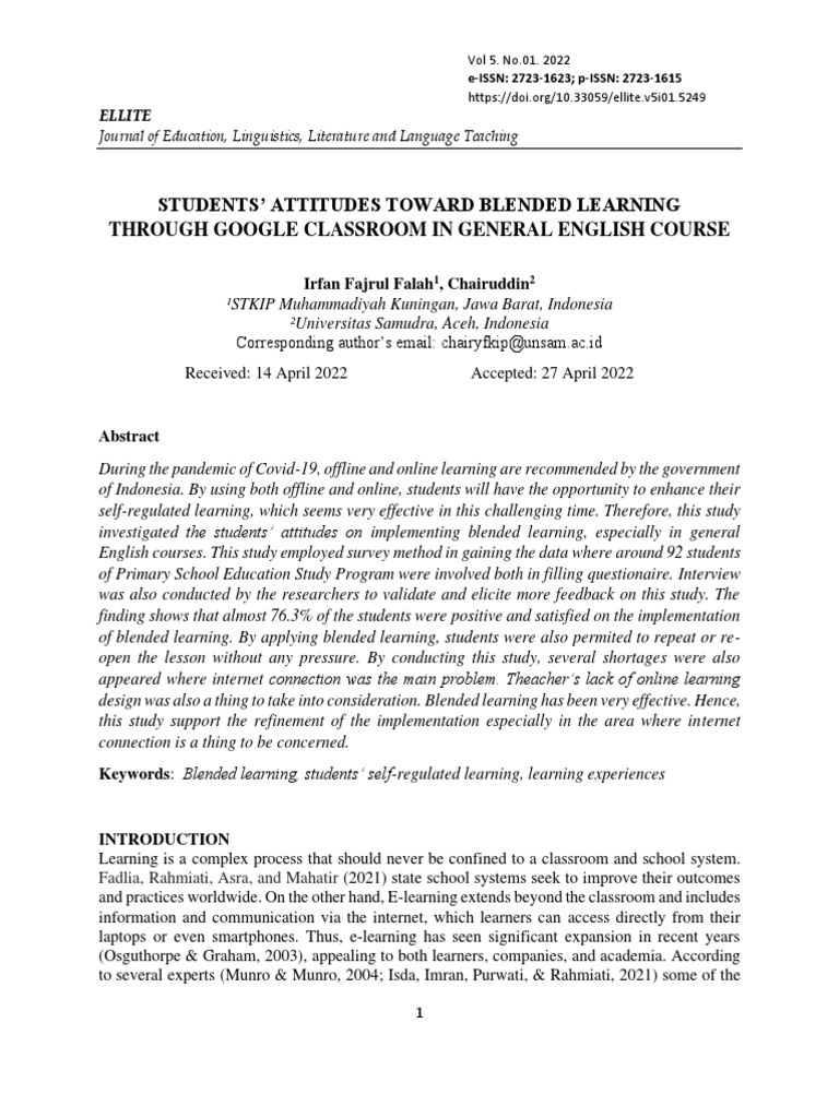 Students' Attitudes on Blended Learning | PDF | Educational Technology ...