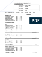 Persuasive Speech Evaluation Form: Rate The Speaker On Each Point: E-Excellent G-Good A-Average F-Fair P-Poor