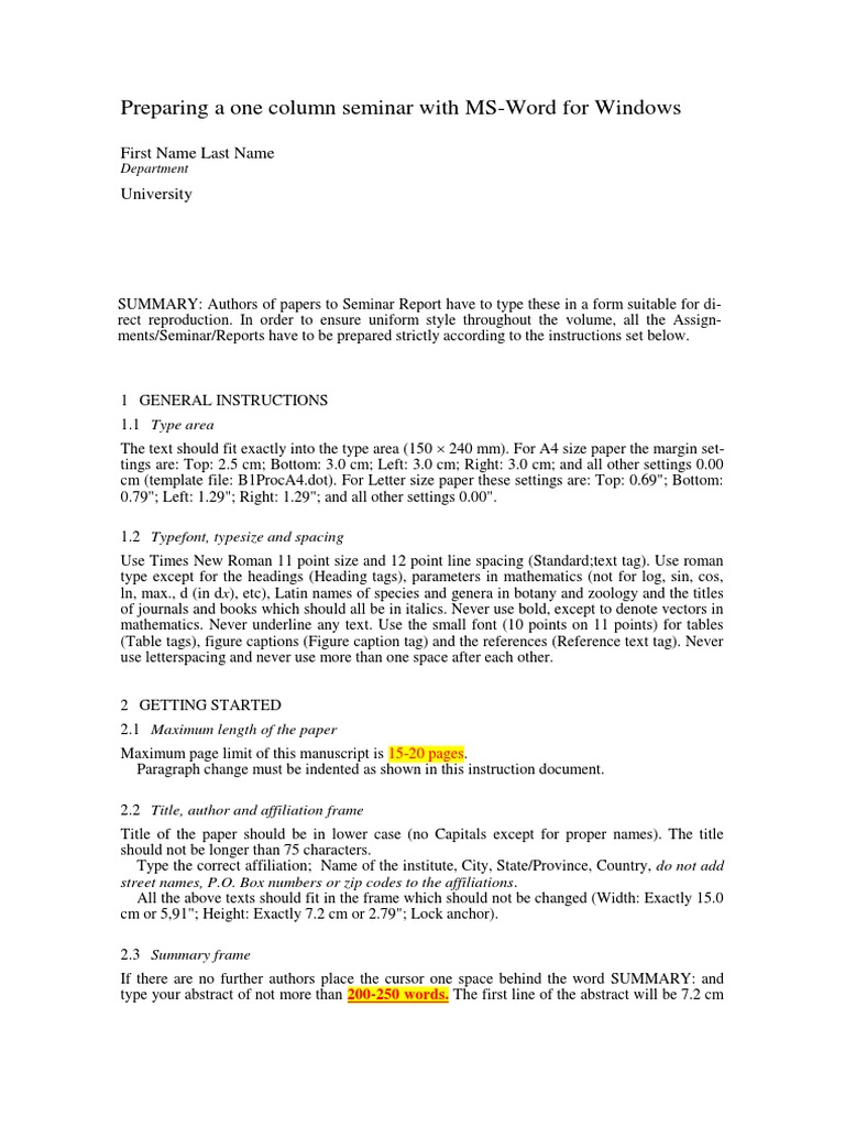 Seminar Paper Formatting Guidelines | PDF | Paragraph | Page Layout