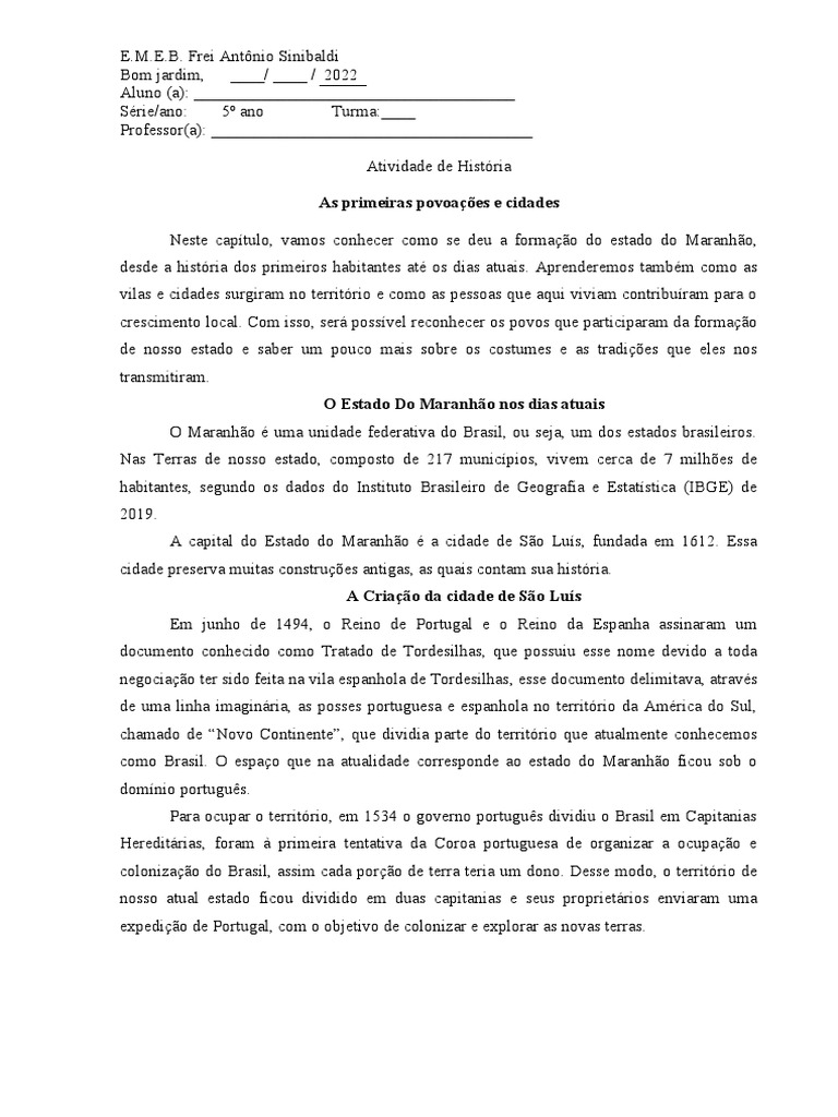 PDF) História do Maranhão na sala de aula formação, saberes e sugestões