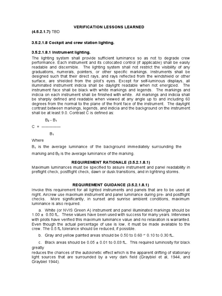 Instrument Lighting Requirements PDF Lighting Aperture