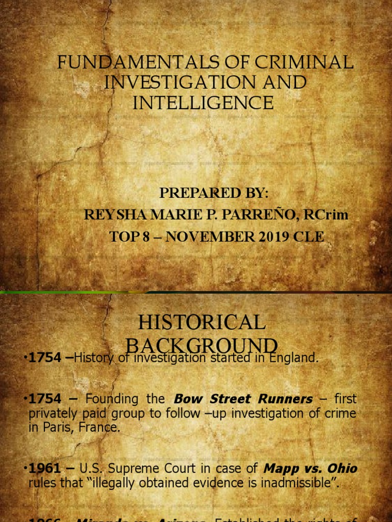 Fundamentals of Criminal Investigation and Intelligence | PDF | Crime ...
