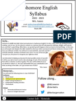 Working Syllabus Sophomore English 2022-2023