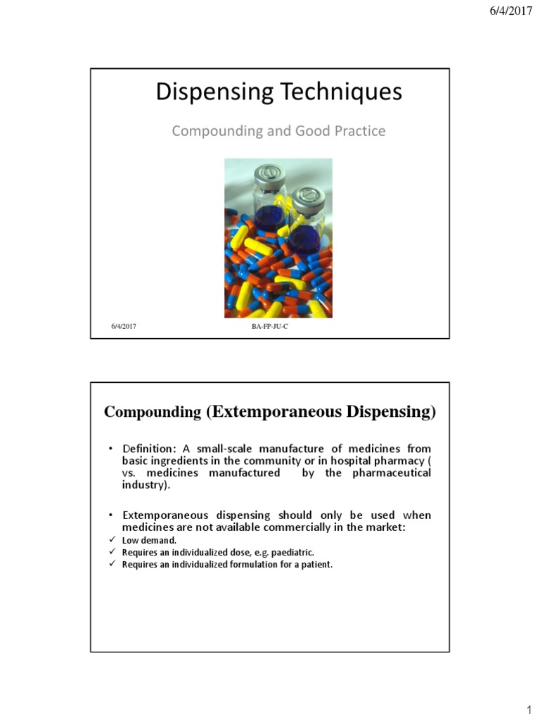 Dispensing Techniques Compounding and Good Practice PDF Filtration