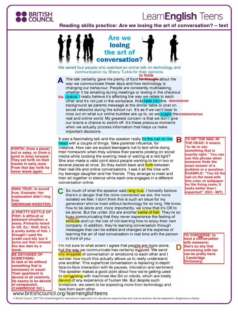C1 Are We Losing The Art of Conversation PDF
