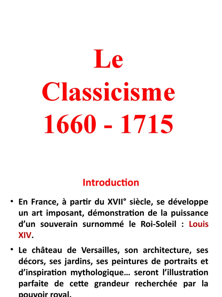 Les Auteurs Du Classicisme Pdf Le Classicisme | PDF | Classicisme | Baroque