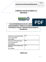 Plan de Respuesta A Emergencia Uso de Cianuro y Sustancias Toxicas - 2022