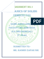 Mechanics of Solids (Emec2110) : Assignment No.1