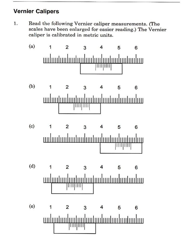 Prefixes and Vernier Caliper Worksheet PDF