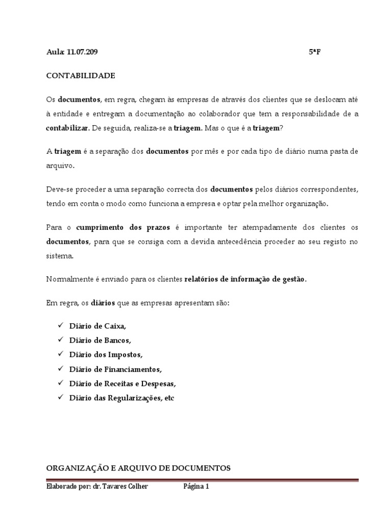 Arquivo DE DOCUMENTOS CONTABILISTICOS | PDF | Contabilidade | Cheque ...
