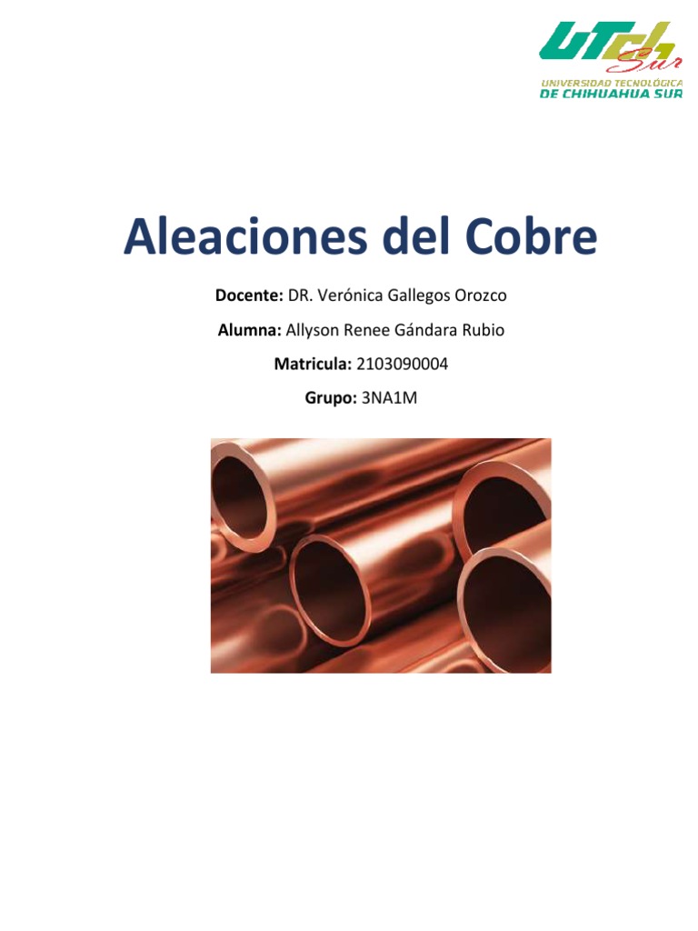 Tipos y Propiedades de Aleaciones de Cobre | PDF | Cobre | Aleación