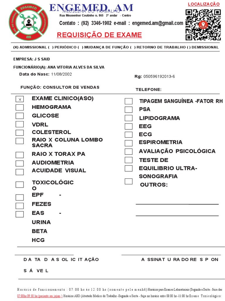 Requisição de Exames 2022 | PDF