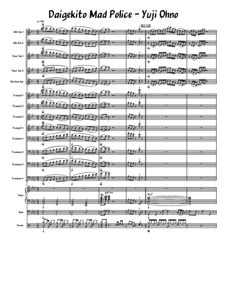 Daigekito Mad Police - Yuji Ohno | PDF | Aerophones | Woodwind Instruments