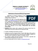 Admission To Doctoral (PH.D.) Programme