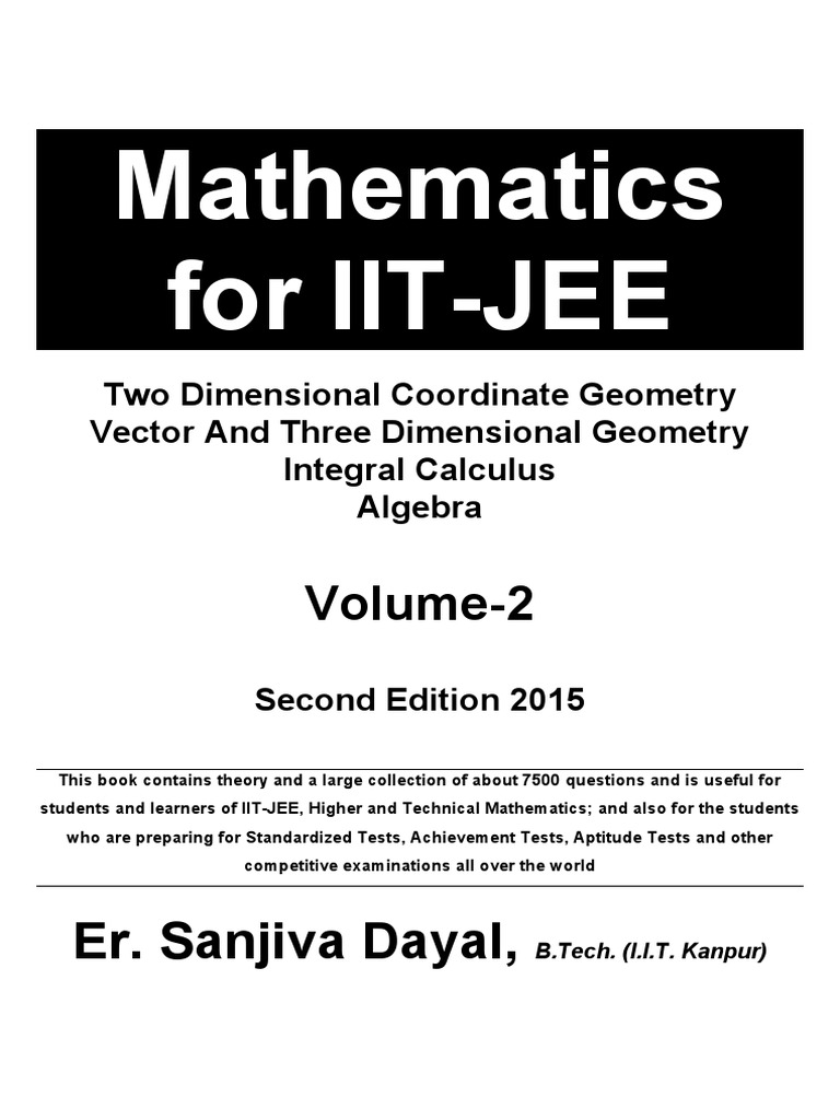 Mathematics For IIT-JEE: Volume-2 | PDF | Line (Geometry) | Function ...