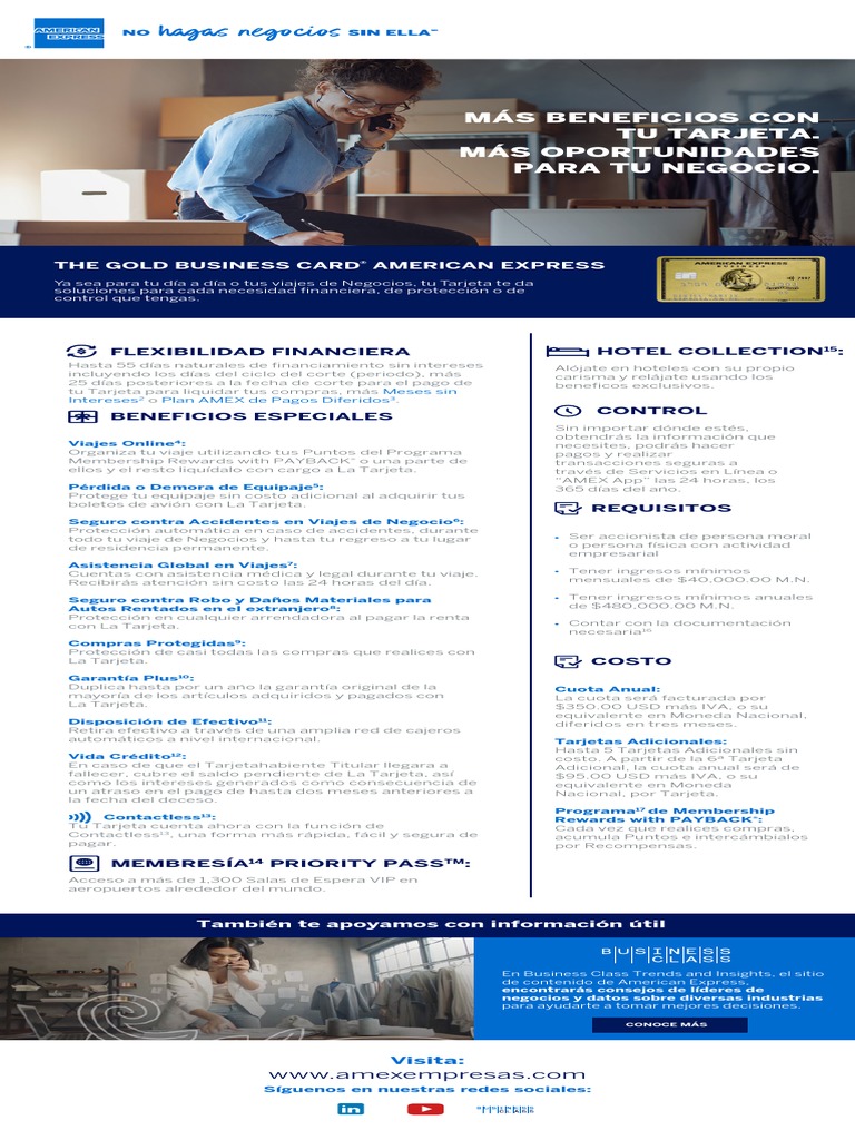 SBS Solutions Gold Business Fact Sheet Mexico Español PDF American Express Seguro