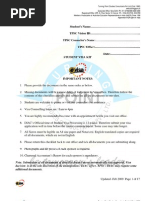 Australia-documents Checklist for Student Visa-elodgement (1)