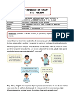 "Aprendo en Casa" 5to Grado: Sesión Área Fecha