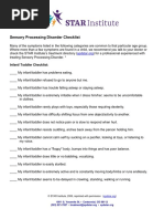 Sensory Processing Disorder Checklist